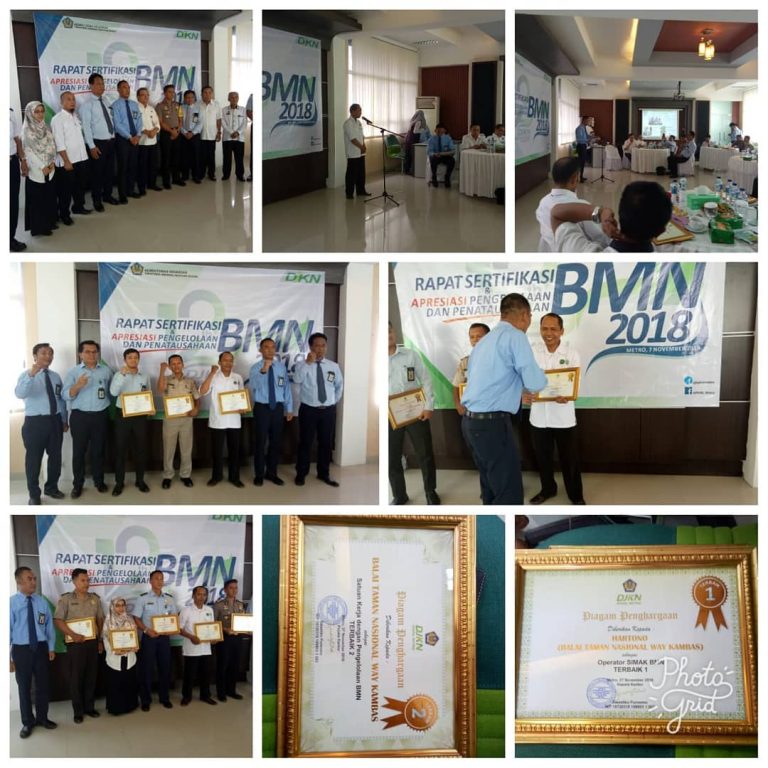 Prestasi Gemilang Balai TN Way Kambas Raih Penghargaan Pengelolaan BMN Terbaik 2018